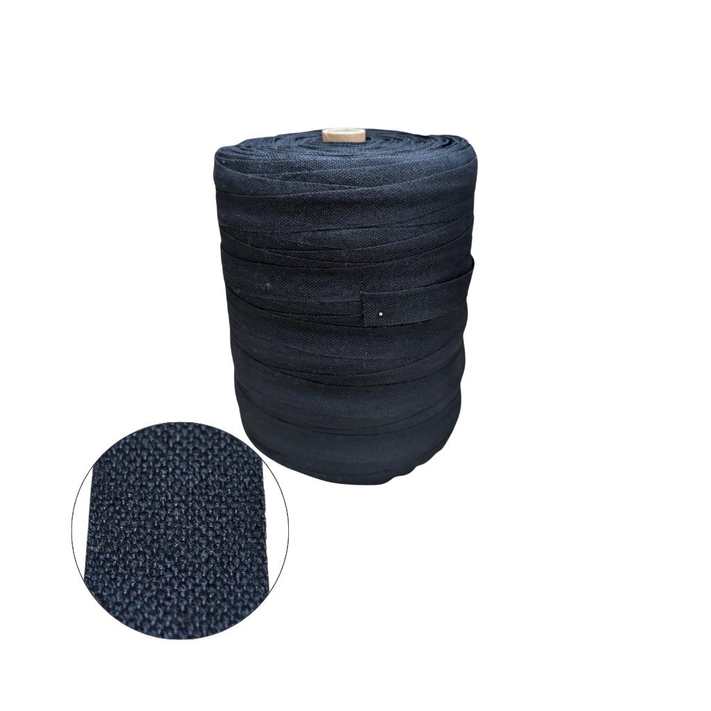 Rollo de cinta de algodón negra de 16 mm de ancho y 300 metros de longitud