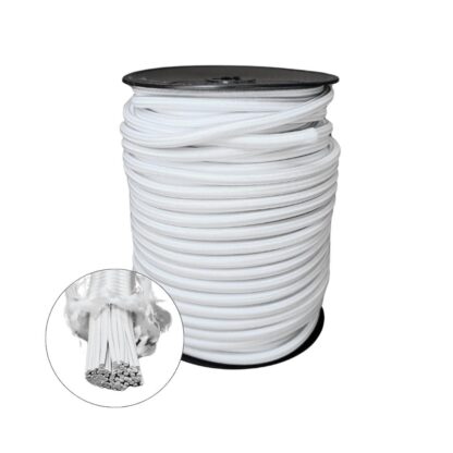 Cuerda elástica blanca de 8mm en rollo, ideal para toldos de piscina